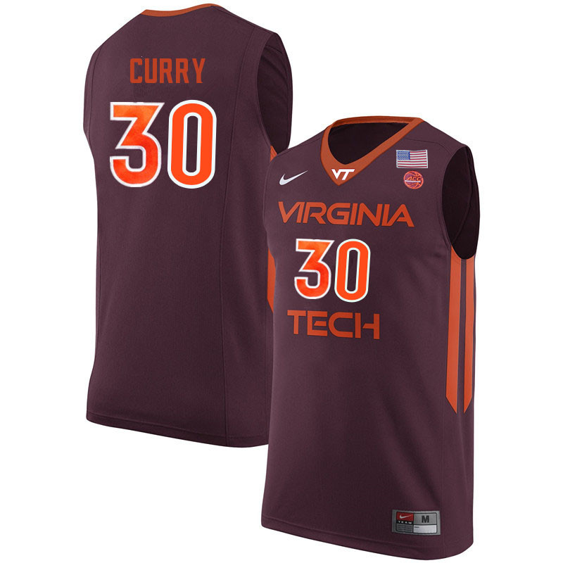 Men #30 Dell Curry Virginia Tech Hokies College Basketball Jerseys Sale-Maroon